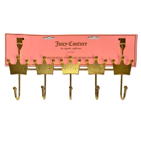 Juicy Couture Other - Juicy Couture Home Gold Crowns 5 Decorative Over the Door Hooks Hanging Storage